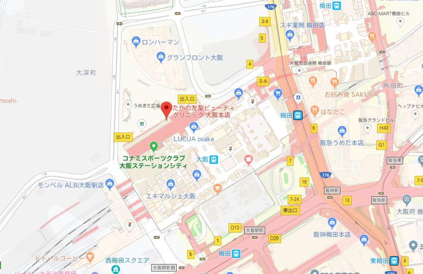 たかの友梨大阪本店地図
