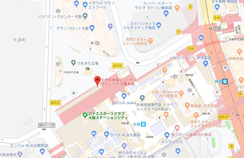 たかの友梨大阪本店地図