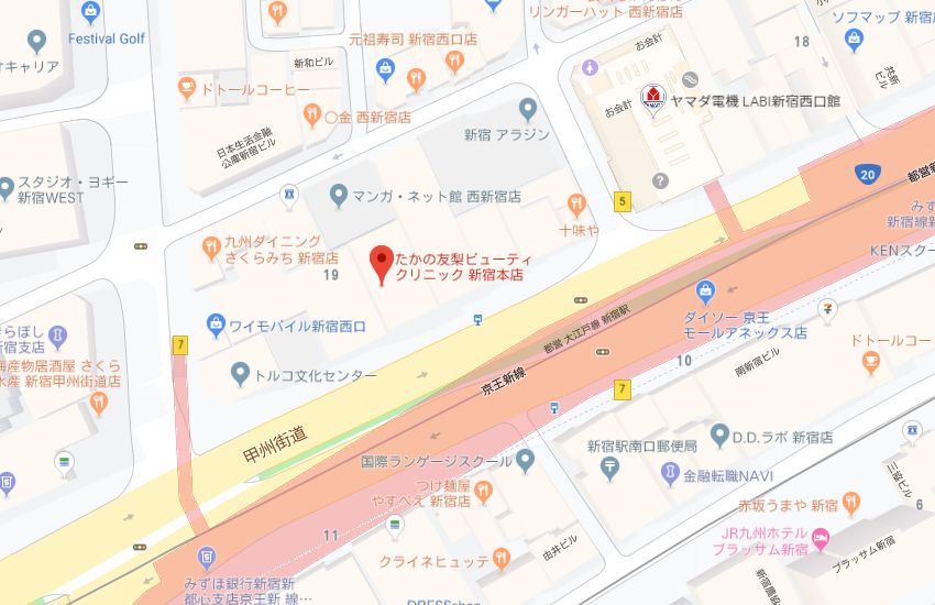 たかの友梨新宿本店地図