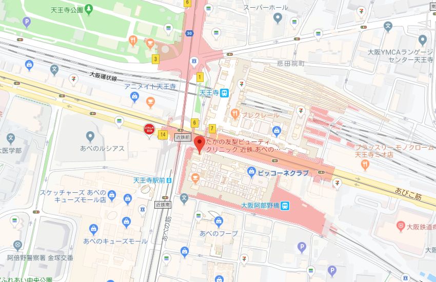 たかの友梨近鉄あべのハルカス店地図