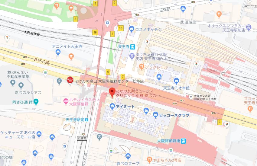 たかの友梨近鉄あべのハルカス店地図