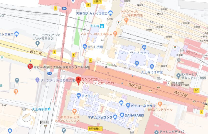 たかの友梨近鉄あべのハルカス店地図