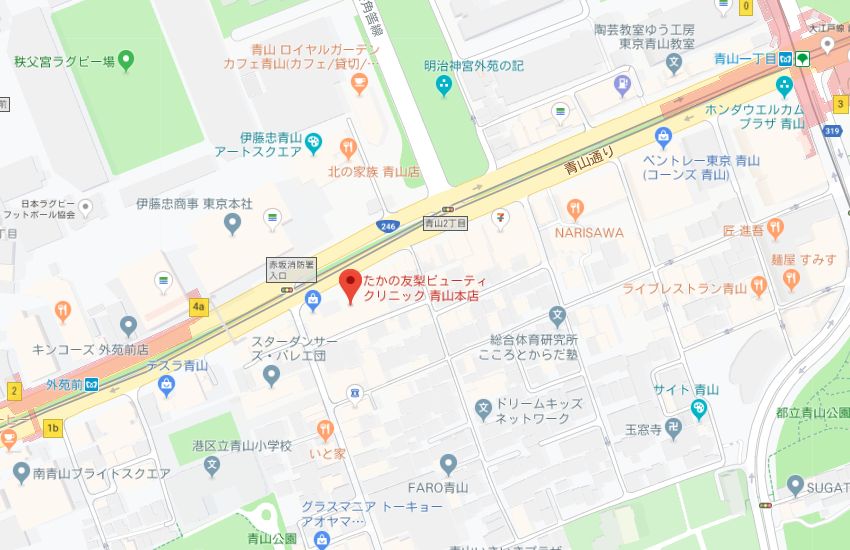 たかの友梨青山店地図