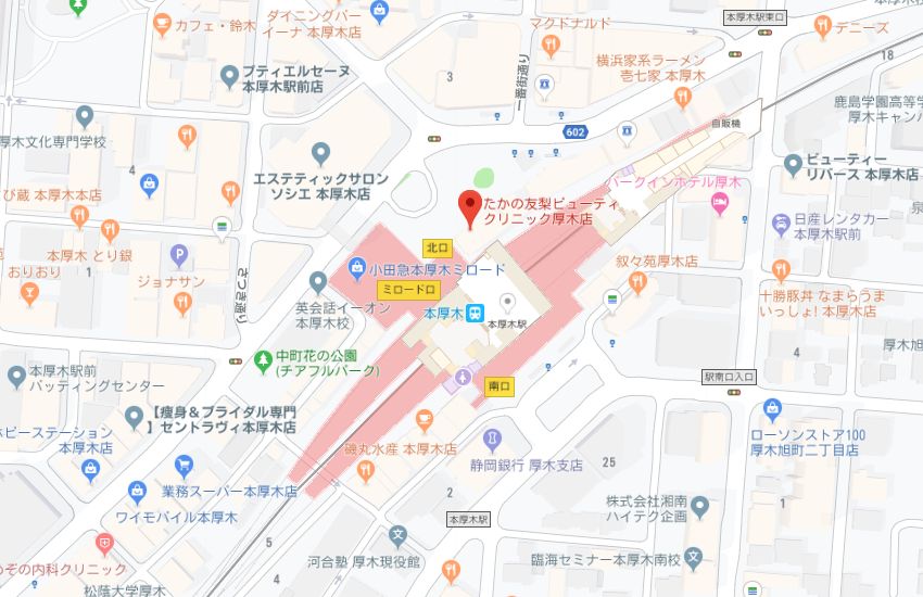 たかの友梨厚木店地図