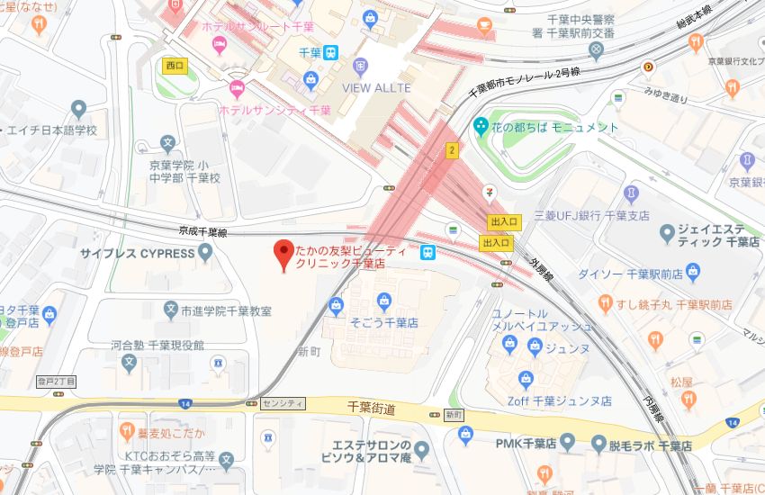 たかの友梨千葉店地図