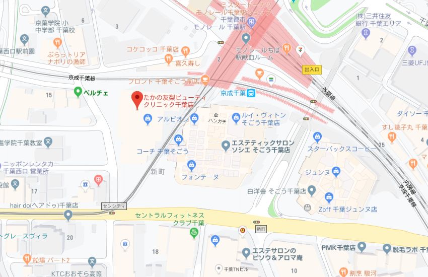 たかの友梨千葉店地図