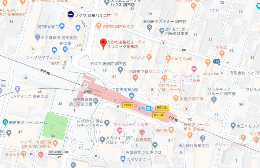 たかの友梨調布店地図