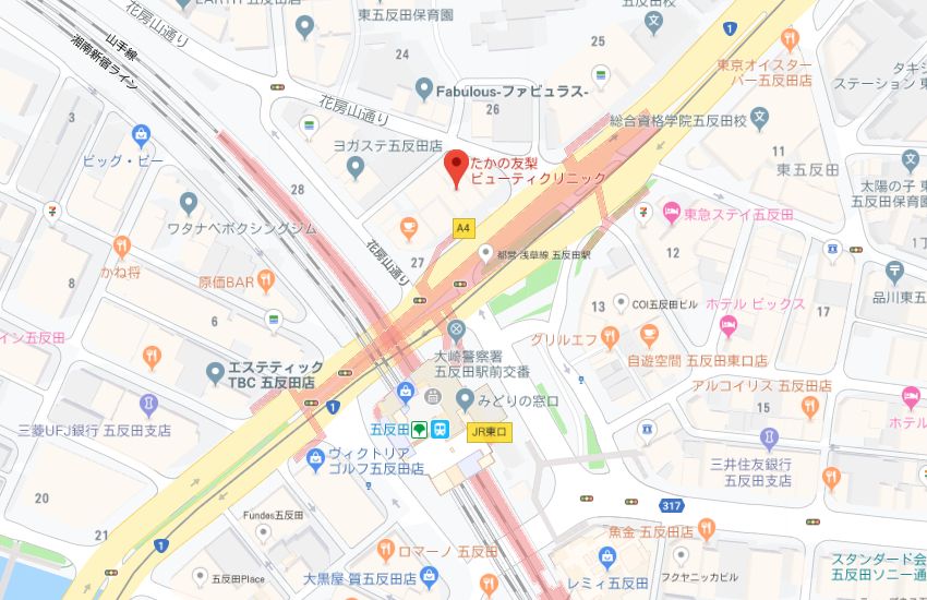 たかの友梨五反田店地図
