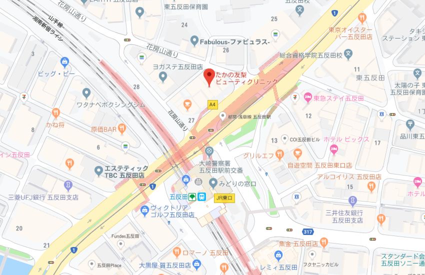 たかの友梨五反田店地図