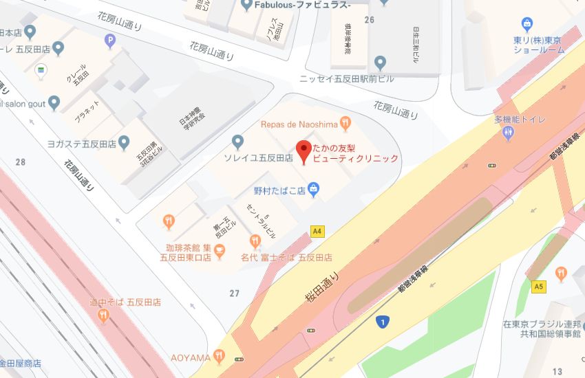 たかの友梨五反田店地図