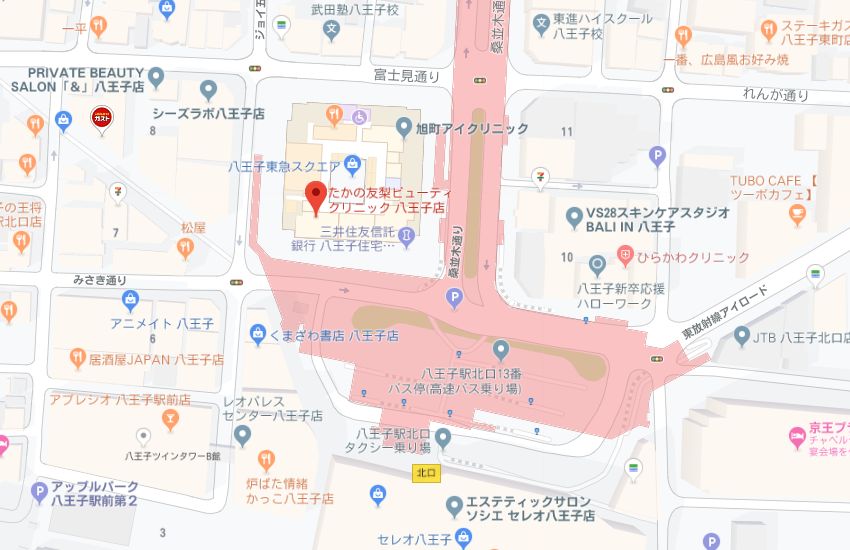 たかの友梨八王子店地図