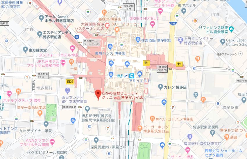 たかの友梨博多マルイ店地図