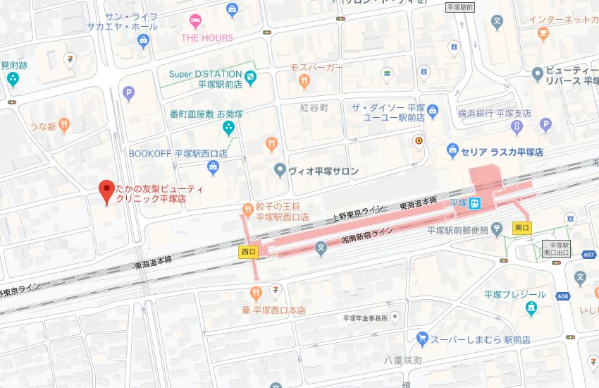 たかの友梨平塚店地図