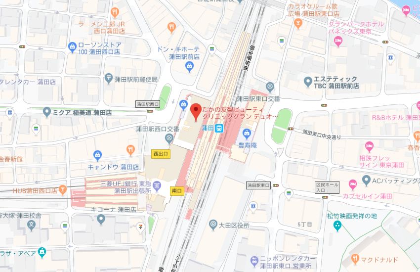 たかの友梨グランデュオ蒲田店地図