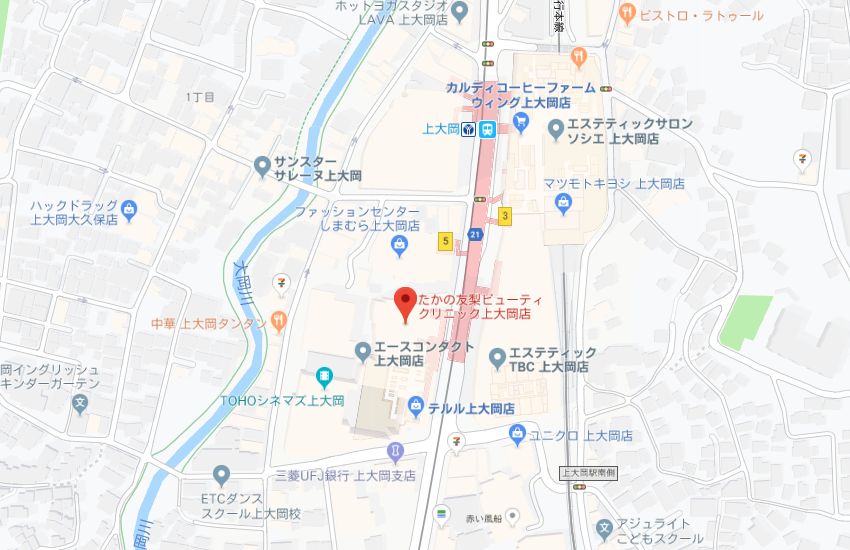 たかの友梨上大岡店地図