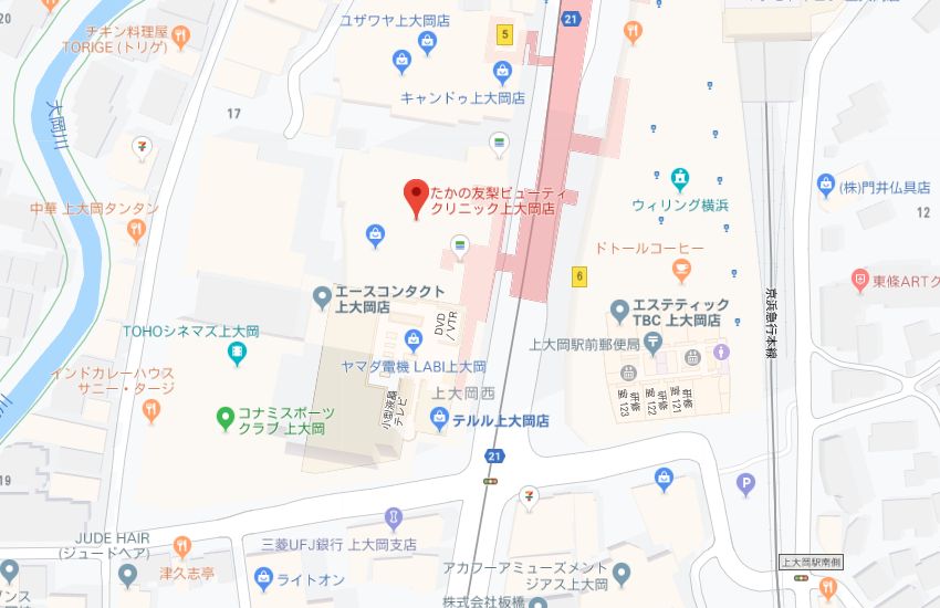 たかの友梨上大岡店地図