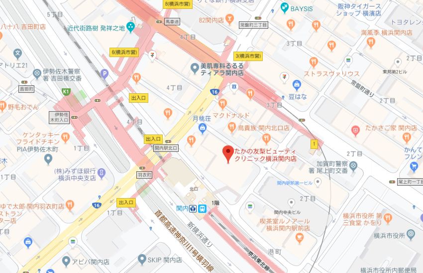 たかの友梨横浜関内店地図