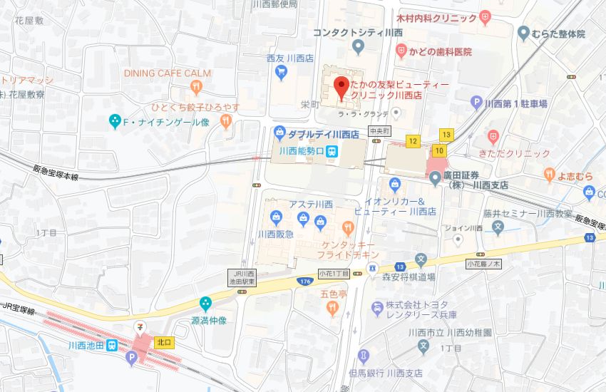 たかの友梨川西店地図