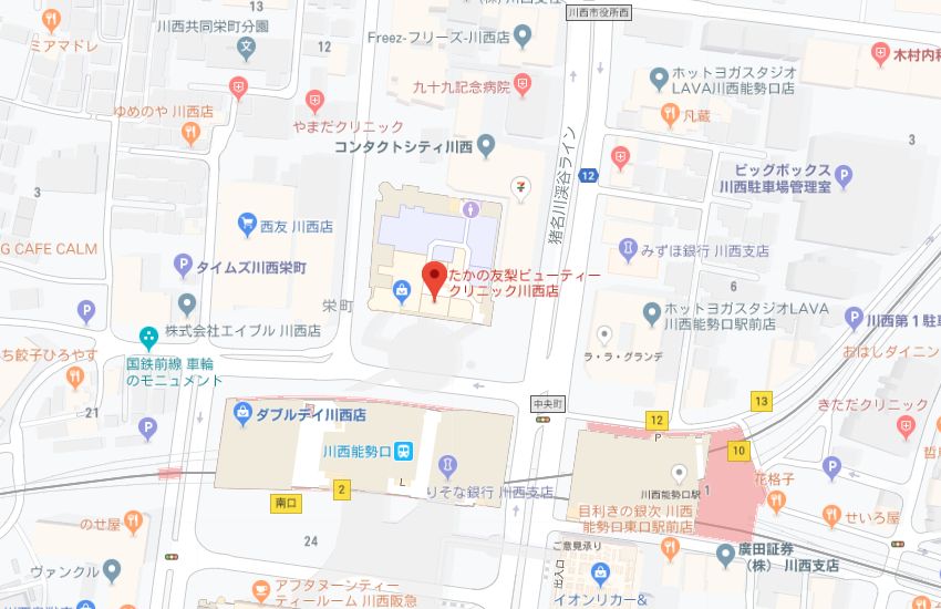 たかの友梨川西店地図