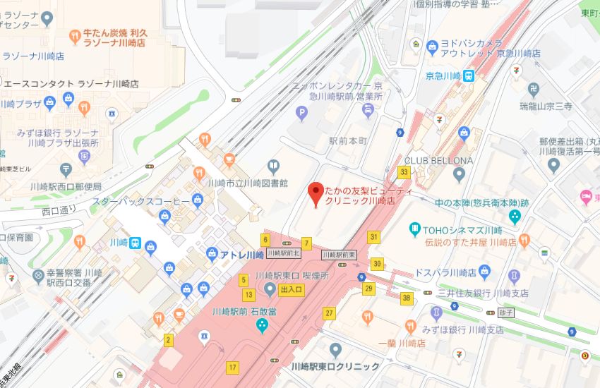 たかの友梨川崎店地図