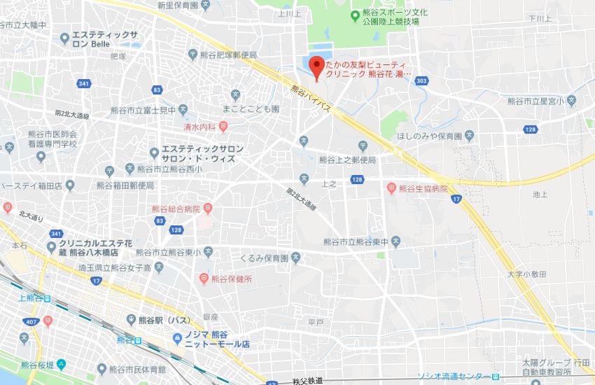 たかの友梨熊谷花湯スパリゾート店地図