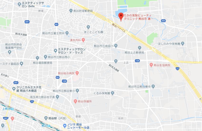 たかの友梨熊谷花湯スパリゾート店地図