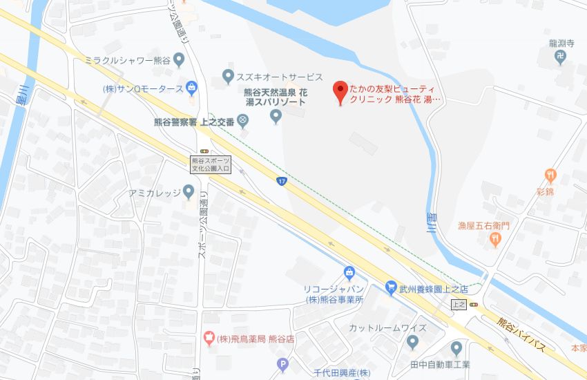 たかの友梨熊谷花湯スパリゾート店地図