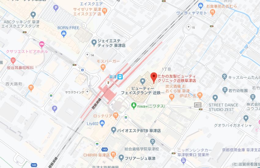 たかの友梨草津店地図