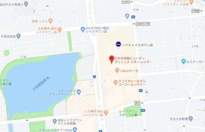 たかの友梨イオンレイクタウン店地図