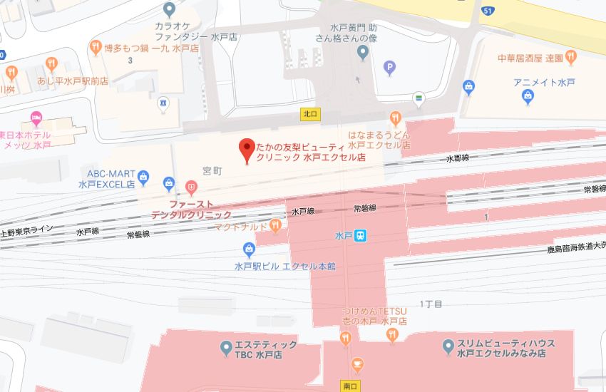 たかの友梨水戸エクセル店地図