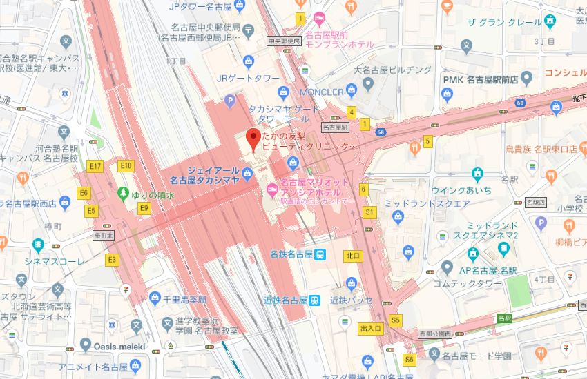 たかの友梨名古屋マリオットアソシアホテル店地図