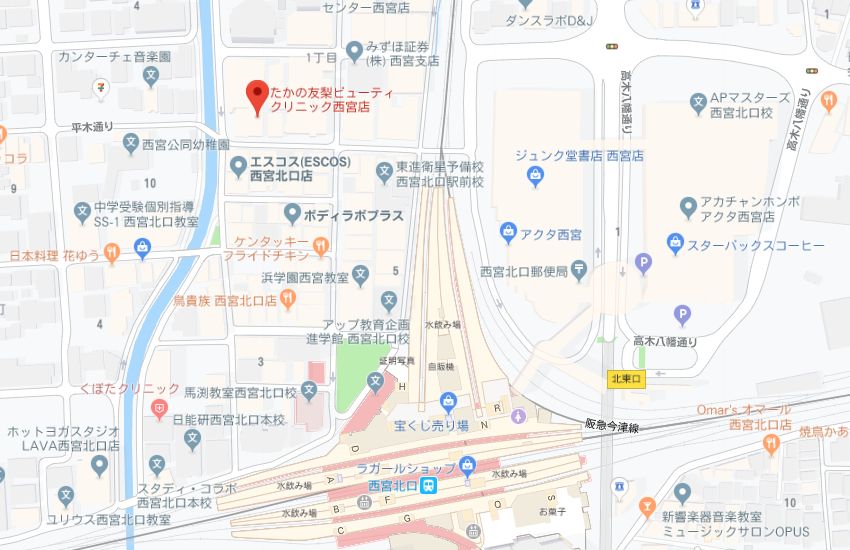 たかの友梨西宮店地図