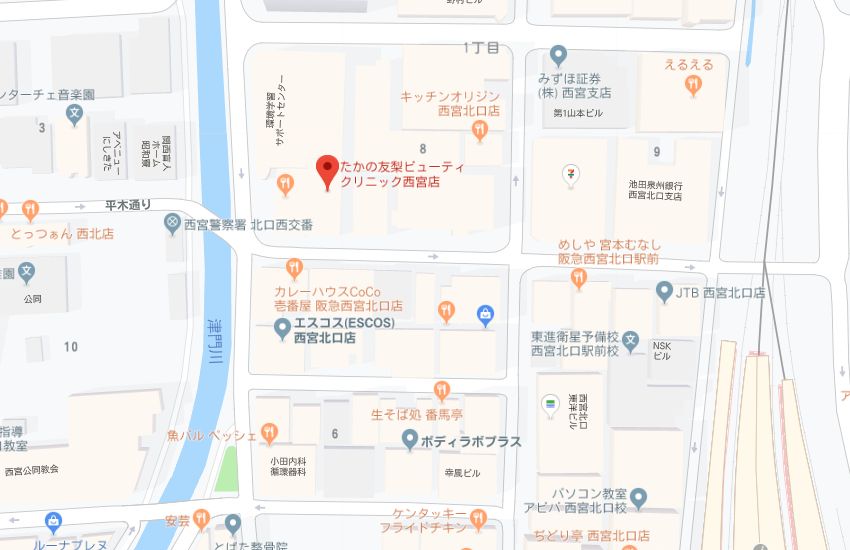 たかの友梨西宮店地図