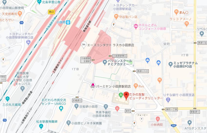たかの友梨小田原万葉の湯店地図