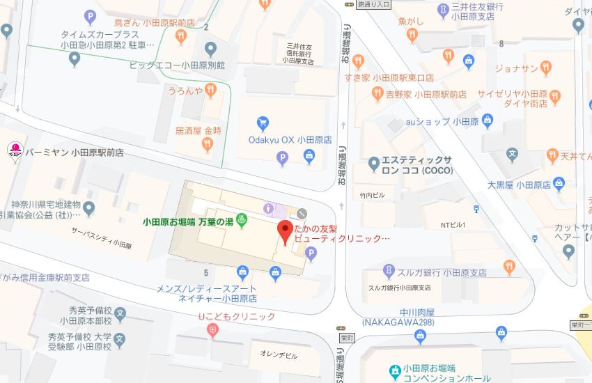 たかの友梨小田原万葉の湯店地図