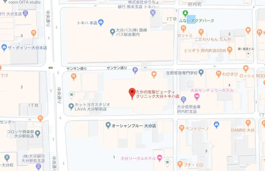 たかの友梨大分トキハ店地図