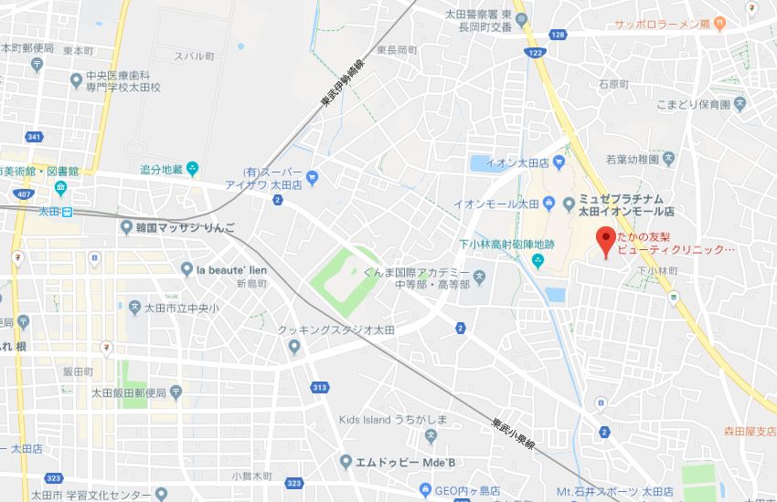 たかの友梨太田安眠の湯店地図