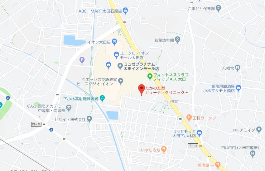 たかの友梨太田安眠の湯店地図