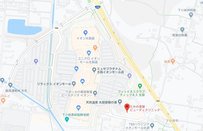 たかの友梨太田安眠の湯店地図