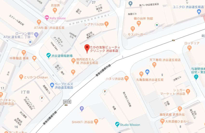 たかの友梨渋谷本店地図