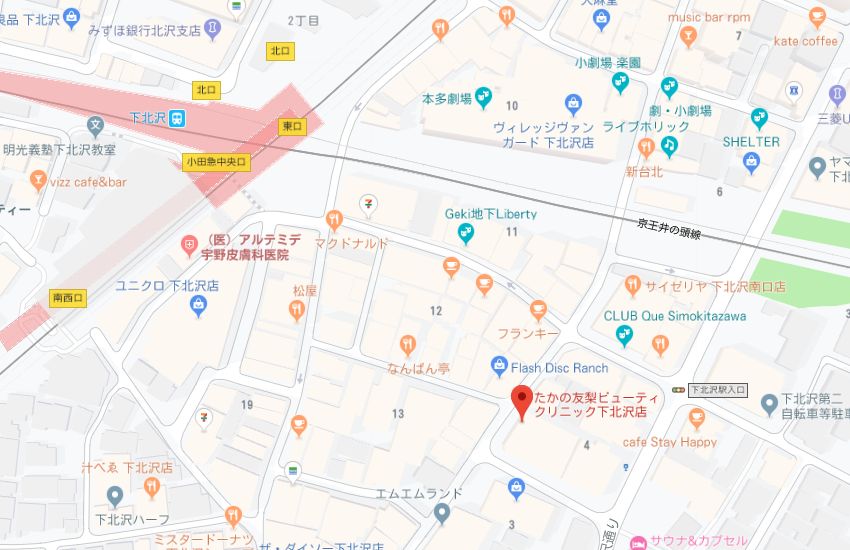 たかの友梨下北沢店地図