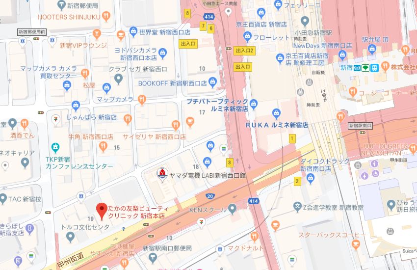 たかの友梨新宿本店地図