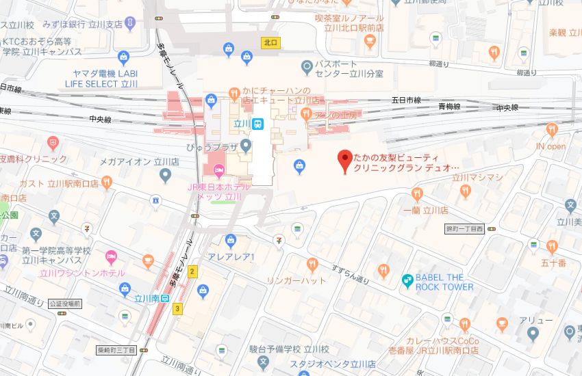 たかの友梨グランデュオ立川店地図