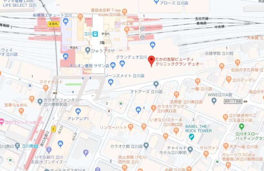 たかの友梨グランデュオ立川店地図