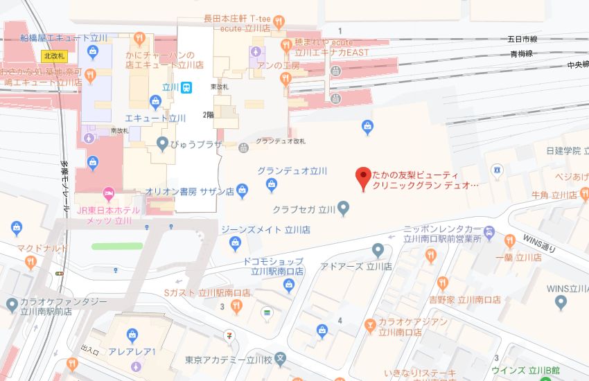 たかの友梨グランデュオ立川店地図