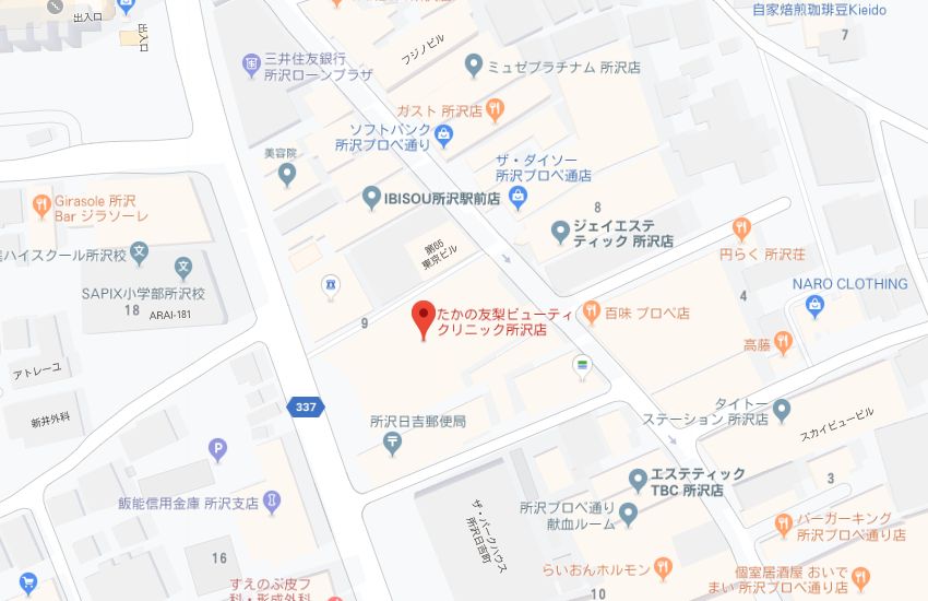 たかの友梨所沢店地図