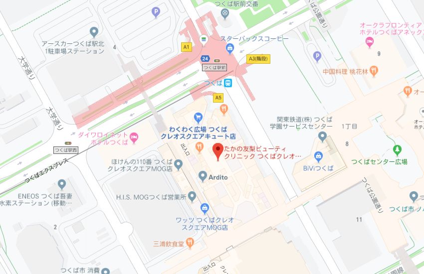 たかの友梨つくば店地図