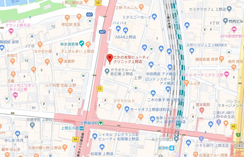 たかの友梨上野店地図