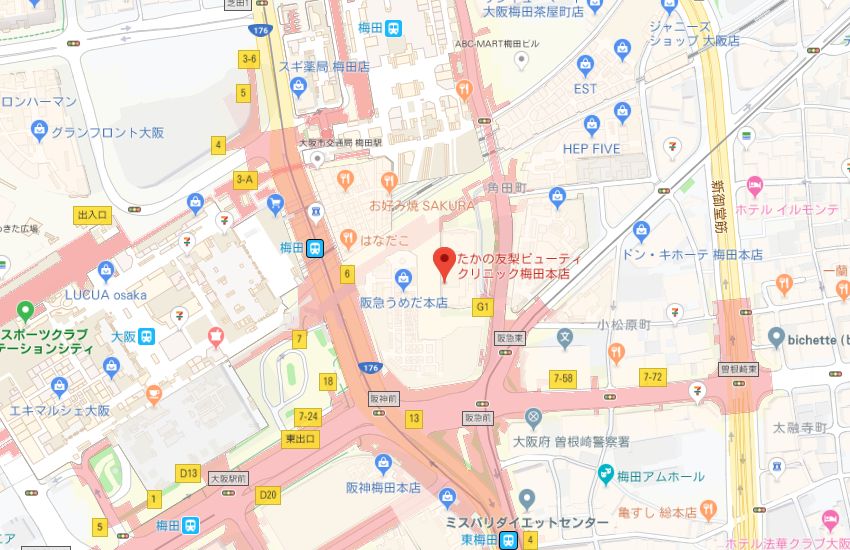 たかの友梨梅田本店地図