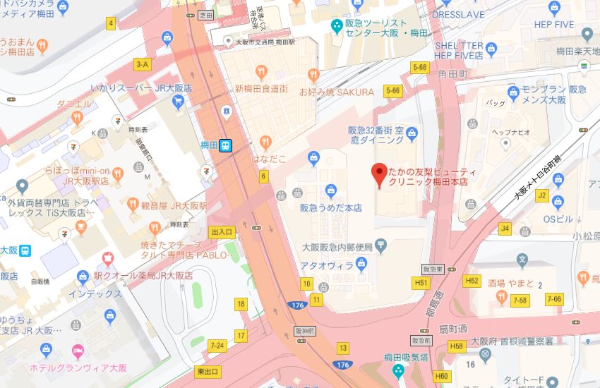 たかの友梨梅田本店地図